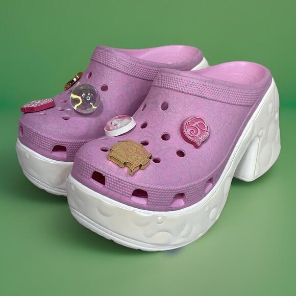 Wicked Glinda Siren Clog Crocs with Jibbitz Women Size 8 Men Size 6 Pink Witch - Picture 1 of 11